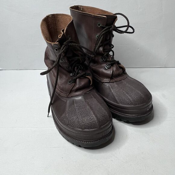 Vintage Greb Canadian Made Brown Leather Duck Work Boots Mens Size 8 - Picture 1 of 12